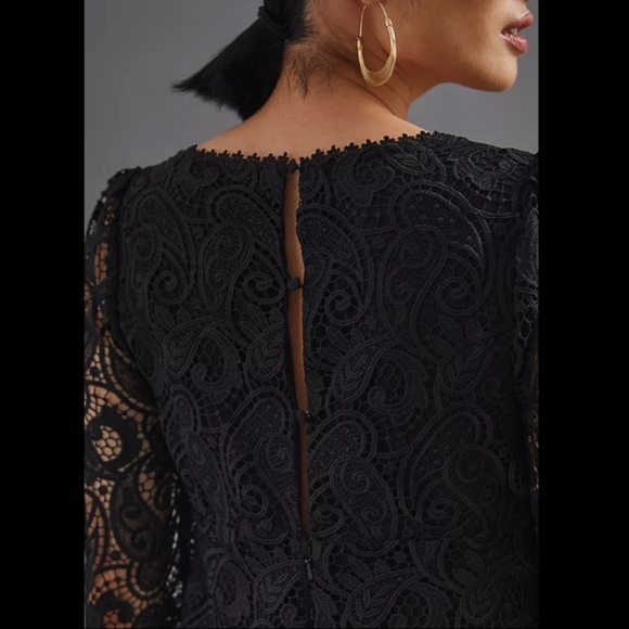 🌟HP🌟Anthropologie NWT Maeve Embroidered Lace Mini Black Dress Size 6. - Picture 5 of 9